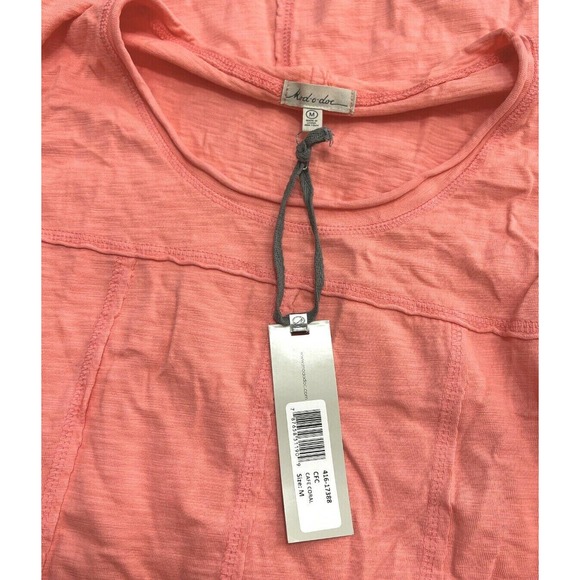 Mod-o-doc Raw Edge Seamed T-Shirt Dress - Women's Size M, Cafe Coral - Picture 4 of 4